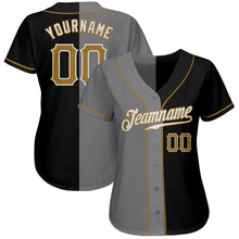Laden Sie das Bild in den Galerie-Viewer, Custom Black Old Gold-Gray Authentic Split Fashion Baseball Jersey
