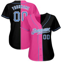 Laden Sie das Bild in den Galerie-Viewer, Custom Black Light Blue-Pink Authentic Split Fashion Baseball Jersey
