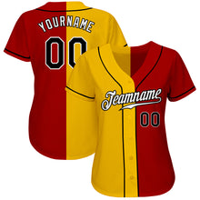 Laden Sie das Bild in den Galerie-Viewer, Custom Red Black-Yellow Authentic Split Fashion Baseball Jersey
