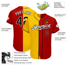Load image into Gallery viewer, Custom Red Black-Yellow Authentic Split Fashion Baseball Jersey
