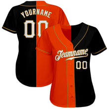Laden Sie das Bild in den Galerie-Viewer, Custom Black White-Orange Authentic Split Fashion Baseball Jersey
