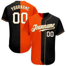 Laden Sie das Bild in den Galerie-Viewer, Custom Black White-Orange Authentic Split Fashion Baseball Jersey
