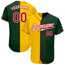 Load image into Gallery viewer, Custom Green Red-Yellow Authentic Split Fashion Baseball Jersey
