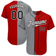 Laden Sie das Bild in den Galerie-Viewer, Custom Red Black-Gray Authentic Split Fashion Baseball Jersey
