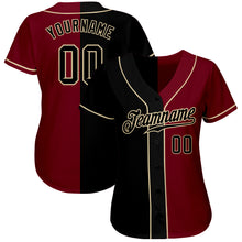Laden Sie das Bild in den Galerie-Viewer, Custom Crimson Black-Cream Authentic Split Fashion Baseball Jersey

