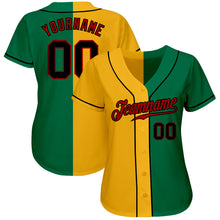 Загрузить изображение в средство просмотра галереи, Custom Kelly Green Black-Yellow Authentic Split Fashion Baseball Jersey
