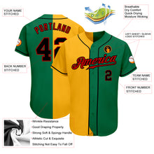 Laden Sie das Bild in den Galerie-Viewer, Custom Kelly Green Black-Yellow Authentic Split Fashion Baseball Jersey
