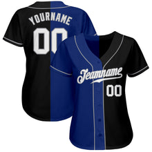 Загрузить изображение в средство просмотра галереи, Custom Black White-Royal Authentic Split Fashion Baseball Jersey
