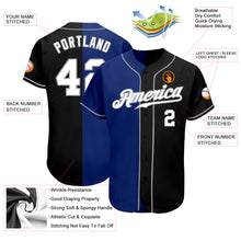 Загрузить изображение в средство просмотра галереи, Custom Black White-Royal Authentic Split Fashion Baseball Jersey
