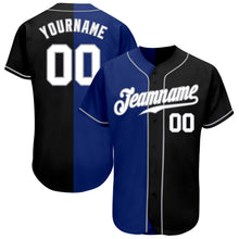 Загрузить изображение в средство просмотра галереи, Custom Black White-Royal Authentic Split Fashion Baseball Jersey
