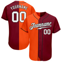 Laden Sie das Bild in den Galerie-Viewer, Custom Crimson White Orange-Black Authentic Split Fashion Baseball Jersey
