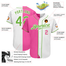 Laden Sie das Bild in den Galerie-Viewer, Custom White Neon Green-Pink Authentic Split Fashion Baseball Jersey
