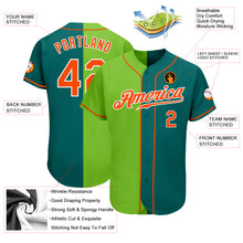 Laden Sie das Bild in den Galerie-Viewer, Custom Teal Orange Neon Green-White Authentic Split Fashion Baseball Jersey
