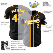 Laden Sie das Bild in den Galerie-Viewer, Custom Black Gold-Gray Authentic Split Fashion Baseball Jersey
