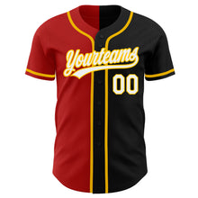 Charger l&#39;image dans la galerie, Custom Black White Red-Gold Authentic Split Fashion Baseball Jersey
