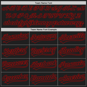 Custom Black Black White-Red Authentic Split Fashion Baseball Jersey