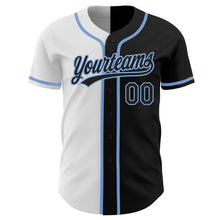 Загрузить изображение в средство просмотра галереи, Custom Black Black White-Light Blue Authentic Split Fashion Baseball Jersey
