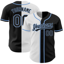 Загрузить изображение в средство просмотра галереи, Custom Black Black White-Light Blue Authentic Split Fashion Baseball Jersey
