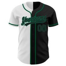Загрузить изображение в средство просмотра галереи, Custom Black Black White-Kelly Green Authentic Split Fashion Baseball Jersey

