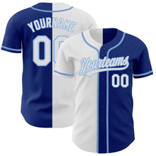 Laden Sie das Bild in den Galerie-Viewer, Custom Royal White-Light Blue Authentic Split Fashion Baseball Jersey

