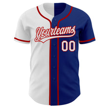 Laden Sie das Bild in den Galerie-Viewer, Custom Royal White-Red Authentic Split Fashion Baseball Jersey
