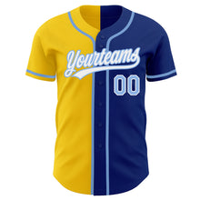 Load image into Gallery viewer, Custom Royal Light Blue-Yellow Authentic Split Fashion Baseball Jersey
