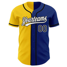 Laden Sie das Bild in den Galerie-Viewer, Custom Royal Black-Yellow Authentic Split Fashion Baseball Jersey
