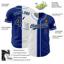 Laden Sie das Bild in den Galerie-Viewer, Custom Royal Black White-Light Blue Authentic Split Fashion Baseball Jersey

