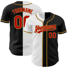 Load image into Gallery viewer, Custom Black Red White-Old Gold Authentic Split Fashion Baseball Jersey
