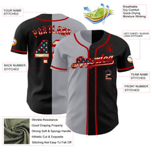 Laden Sie das Bild in den Galerie-Viewer, Custom Black Vintage USA Flag Gray-Red Authentic Split Fashion Baseball Jersey
