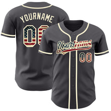 Laden Sie das Bild in den Galerie-Viewer, Custom Steel Gray Vintage USA Flag-Cream Authentic Baseball Jersey
