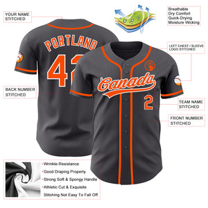 Custom Steel Gray Orange-White Authentic Baseball Jersey