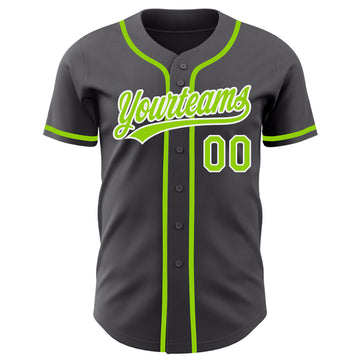 Custom Steel Gray Neon Green-White Authentic Baseball Jersey