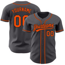 Load image into Gallery viewer, Custom Steel Gray Orange-Black Authentic Baseball Jersey
