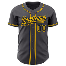 Laden Sie das Bild in den Galerie-Viewer, Custom Steel Gray Black-Gold Authentic Baseball Jersey

