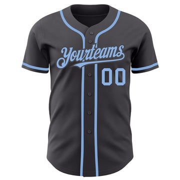 Custom Steel Gray Light Blue Authentic Baseball Jersey