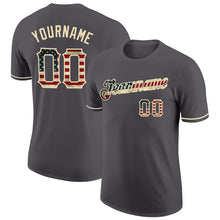 Charger l&#39;image dans la galerie, Custom Steel Gray Vintage USA Flag-City Cream Performance T-Shirt
