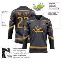 Load image into Gallery viewer, Custom Steel Gray Old Gold-Black Hockey Lace Neck Jersey
