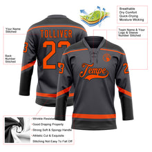 Charger l&#39;image dans la galerie, Custom Steel Gray Orange-Black Hockey Lace Neck Jersey
