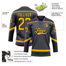 Load image into Gallery viewer, Custom Steel Gray Gold-Black Hockey Lace Neck Jersey
