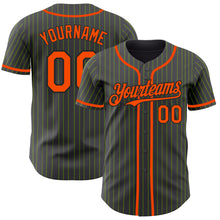 Laden Sie das Bild in den Galerie-Viewer, Custom Steel Gray Neon Green Pinstripe Orange-Black Authentic Baseball Jersey
