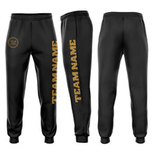 Laden Sie das Bild in den Galerie-Viewer, Custom Black Old Gold Fleece Jogger Sweatpants
