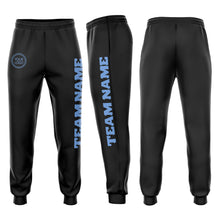 Laden Sie das Bild in den Galerie-Viewer, Custom Black Light Blue Fleece Jogger Sweatpants
