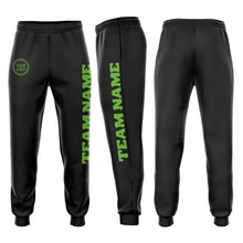 Load image into Gallery viewer, Custom Black Neon Green Fleece Jogger Sweatpants
