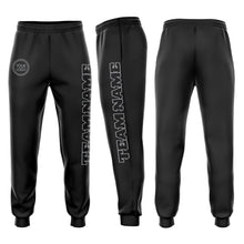 Load image into Gallery viewer, Custom Black Black-Gray Fleece Jogger Sweatpants
