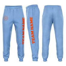 Load image into Gallery viewer, Custom Light Blue Orange Fleece Jogger Sweatpants
