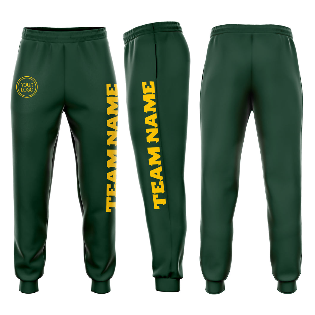 Custom Green Gold Fleece Jogger Sweatpants