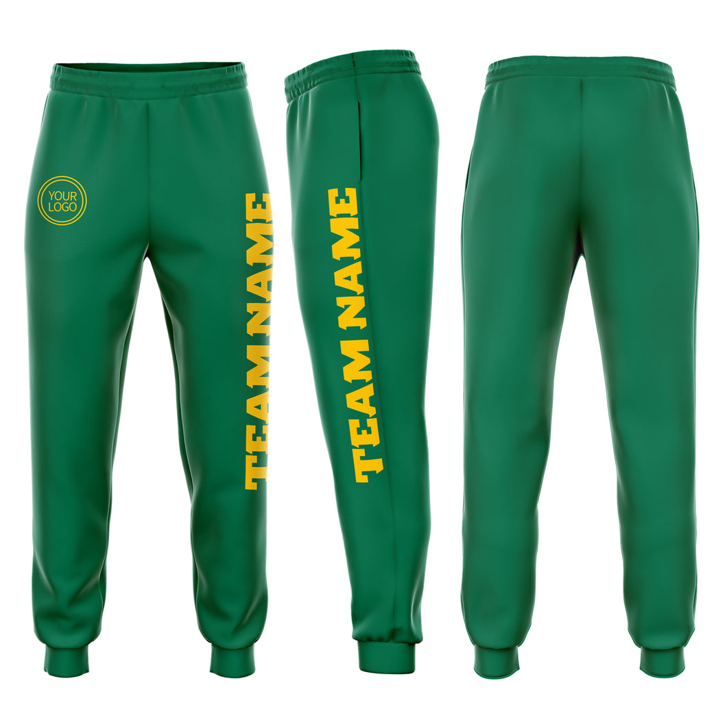 Custom Kelly Green Gold Fleece Jogger Sweatpants