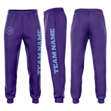 Laden Sie das Bild in den Galerie-Viewer, Custom Purple Light Blue Fleece Jogger Sweatpants
