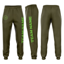 Load image into Gallery viewer, Custom Olive Neon Green Fleece Salute To Service Jogger Sweatpants
